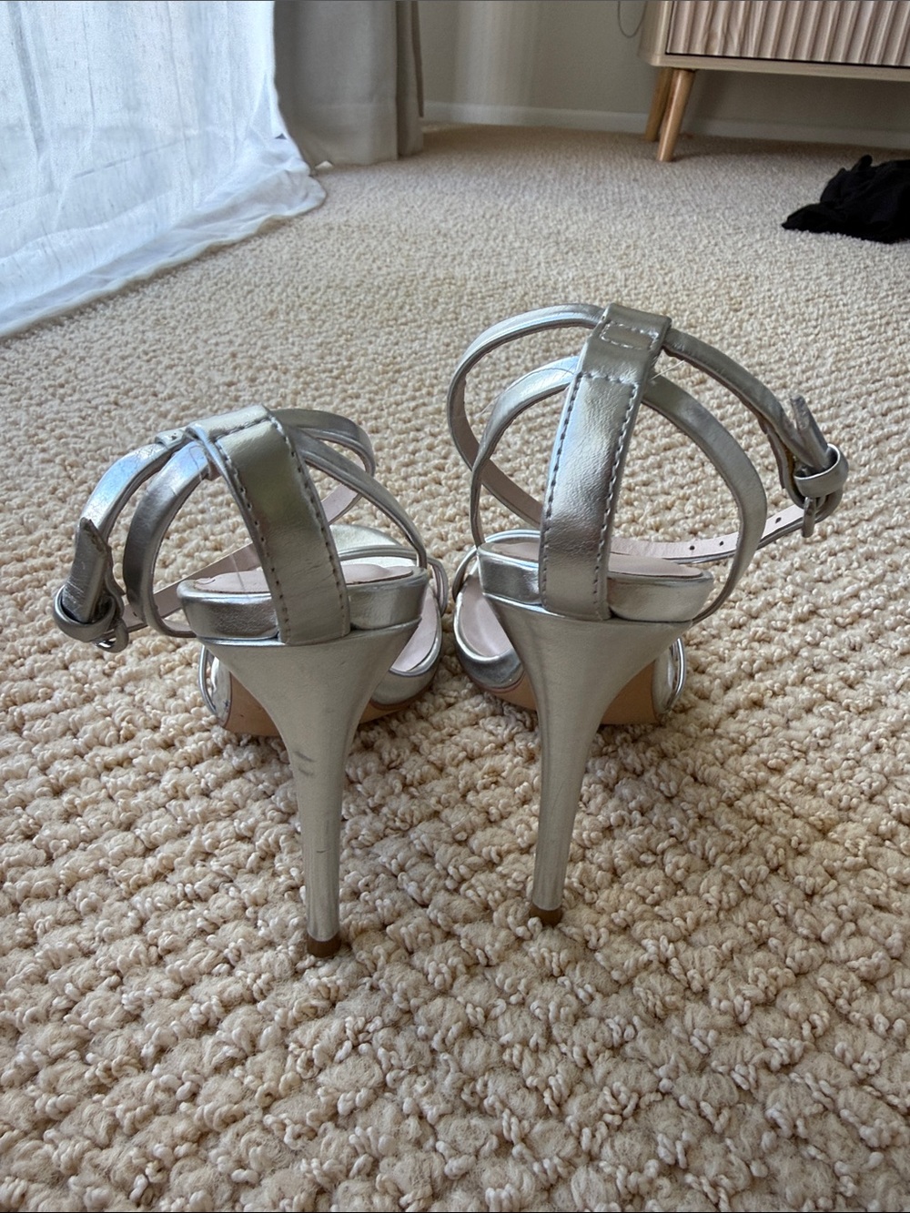 Zara Silver Strappy High-Heel Sandals - Women's Evening Pumps size 35/5 - Picture 4 of 8